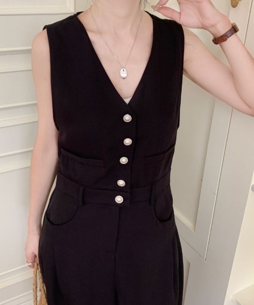 国内発送★Sabo Skirtボタン付きショート丈オールインワン(mt) 国内発送☆Sabo Skirtボタン付きショート丈オールインワン