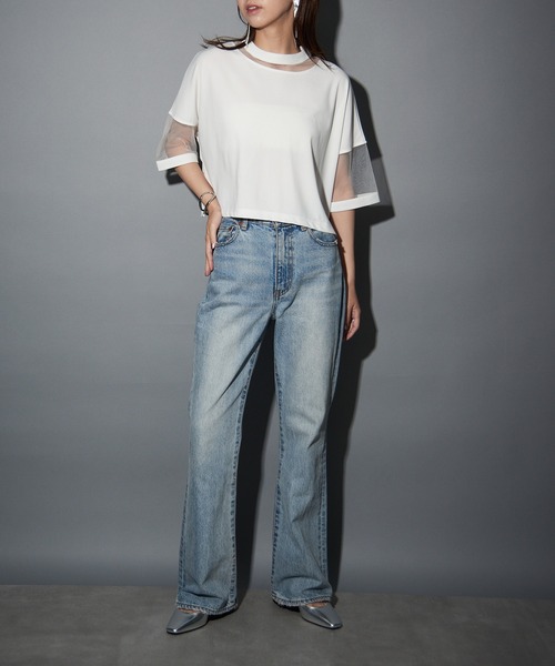 MAISON BREEZE reveur(メゾンブリーズレヴール)の「【MAISON BREEZE reveur】コンビネーションシアーカットソー trc(Tシャツ/カットソー・レディース・ホワイト/グレー/ブラック/ピンク・FREE)」の10枚目の写真