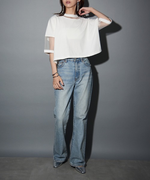 MAISON BREEZE reveur(メゾンブリーズレヴール)の「【MAISON BREEZE reveur】コンビネーションシアーカットソー trc(Tシャツ/カットソー・レディース・ホワイト/グレー/ブラック/ピンク・FREE)」の11枚目の写真