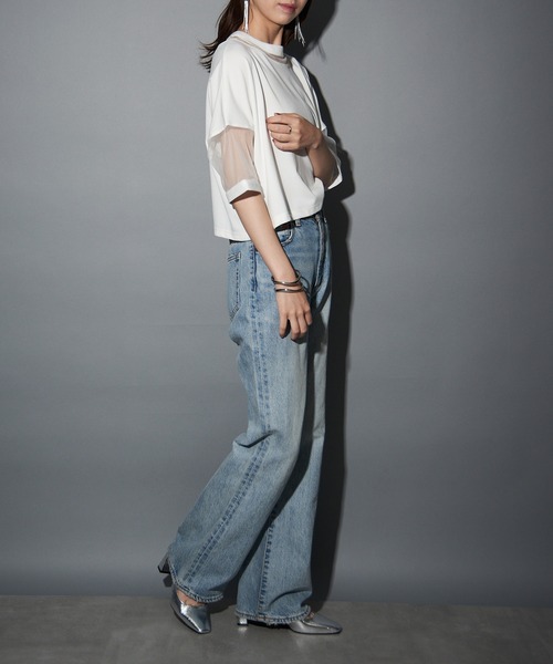 MAISON BREEZE reveur(メゾンブリーズレヴール)の「【MAISON BREEZE reveur】コンビネーションシアーカットソー trc(Tシャツ/カットソー・レディース・ホワイト/グレー/ブラック/ピンク・FREE)」の12枚目の写真