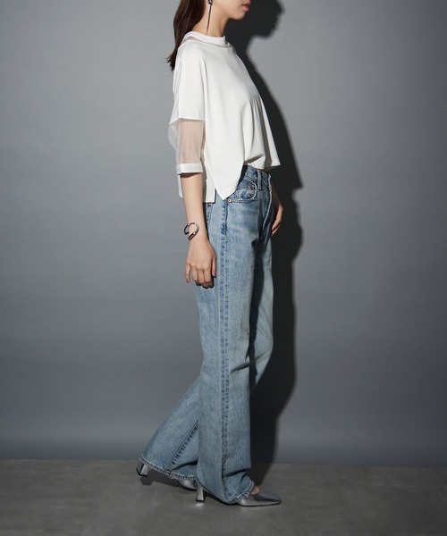 MAISON BREEZE reveur(メゾンブリーズレヴール)の「【MAISON BREEZE reveur】コンビネーションシアーカットソー trc(Tシャツ/カットソー・レディース・ホワイト/グレー/ブラック/ピンク・FREE)」の13枚目の写真