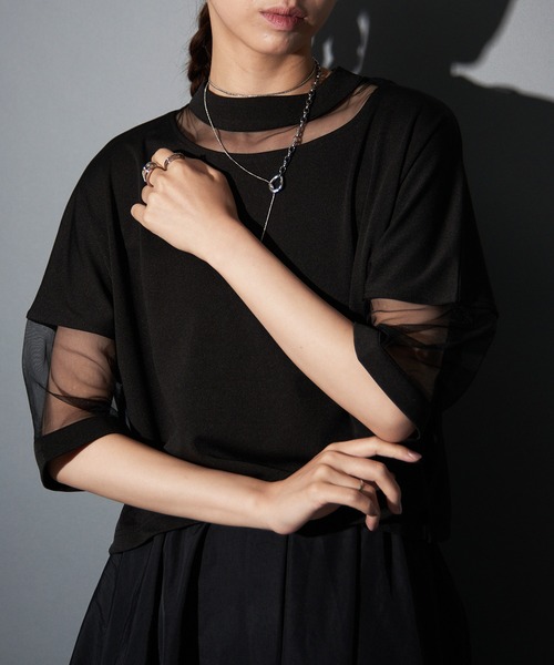 MAISON BREEZE reveur(メゾンブリーズレヴール)の「【MAISON BREEZE reveur】コンビネーションシアーカットソー trc(Tシャツ/カットソー・レディース・ホワイト/グレー/ブラック/ピンク・FREE)」の16枚目の写真