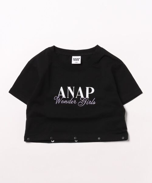 ANAP kids（アナップキッズ）の「2WAYボタンデザインTシャツ（Tシャツ/カットソー・キッズ・ブラック/ホワイト/ラベンダー・110cm/120cm/130cm）」の4枚目の写真