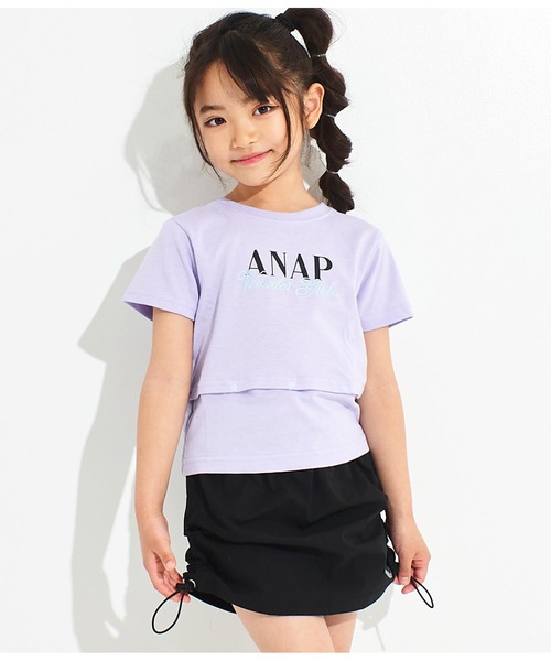 ANAP kids（アナップキッズ）の「2WAYボタンデザインTシャツ（Tシャツ/カットソー・キッズ・ブラック/ホワイト/ラベンダー・110cm/120cm/130cm）」の19枚目の写真