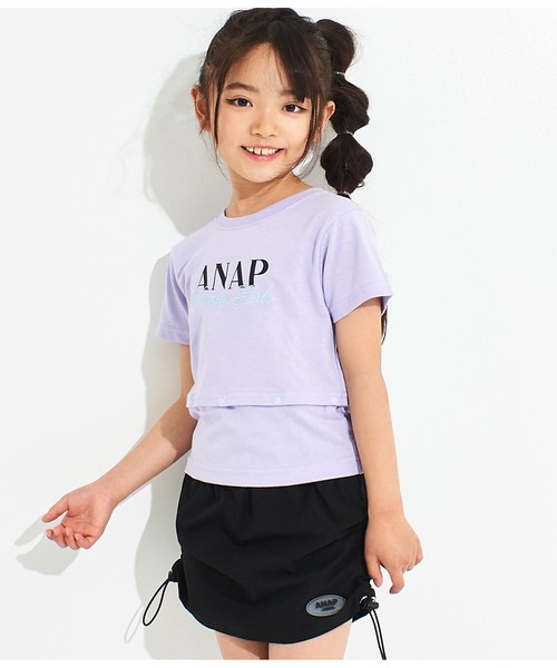 ANAP kids（アナップキッズ）の「2WAYボタンデザインTシャツ（Tシャツ/カットソー・キッズ・ブラック/ホワイト/ラベンダー・110cm/120cm/130cm）」の18枚目の写真