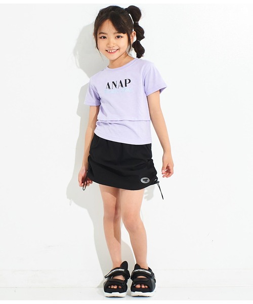 ANAP kids（アナップキッズ）の「2WAYボタンデザインTシャツ（Tシャツ/カットソー・キッズ・ブラック/ホワイト/ラベンダー・110cm/120cm/130cm）」の15枚目の写真
