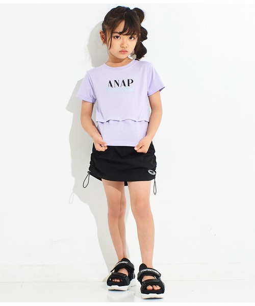 ANAP kids（アナップキッズ）の「2WAYボタンデザインTシャツ（Tシャツ/カットソー・キッズ・ブラック/ホワイト/ラベンダー・110cm/120cm/130cm）」の14枚目の写真