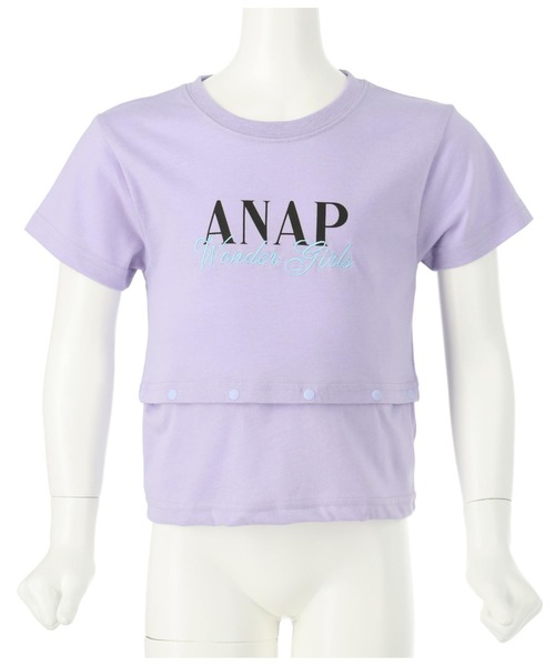 ANAP kids（アナップキッズ）の「2WAYボタンデザインTシャツ（Tシャツ/カットソー・キッズ・ブラック/ホワイト/ラベンダー・110cm/120cm/130cm）」の12枚目の写真