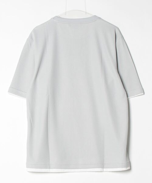 ANPAS(アンパス)の「Quick Dry Pique fabric Fake layered Easy care T-Shirt/鹿の子 フェイクレイヤード イージーケア Tシャツ 吸水速乾 防臭(Tシャツ/カットソー・メンズ・スミクロ/ネイビー/ライトグレー/アイボリー/ブルー・M/L/LL)」の6枚目の写真
