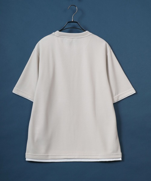 ANPAS(アンパス)の「Quick Dry Pique fabric Fake layered Easy care T-Shirt/鹿の子 フェイクレイヤード イージーケア Tシャツ 吸水速乾 防臭(Tシャツ/カットソー・メンズ・スミクロ/ネイビー/ライトグレー/アイボリー/ブルー・M/L/LL)」の7枚目の写真