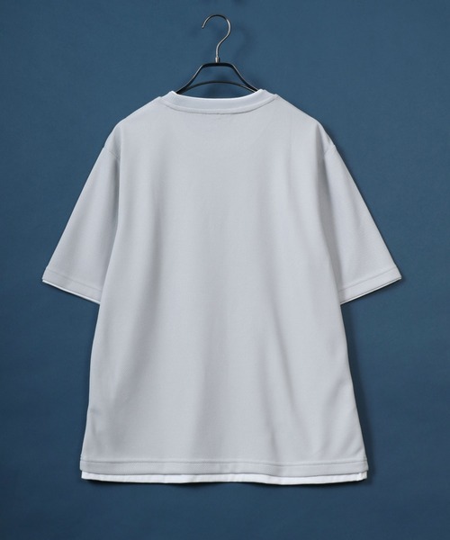 ANPAS(アンパス)の「Quick Dry Pique fabric Fake layered Easy care T-Shirt/鹿の子 フェイクレイヤード イージーケア Tシャツ 吸水速乾 防臭(Tシャツ/カットソー・メンズ・スミクロ/ネイビー/ライトグレー/アイボリー/ブルー・M/L/LL)」の8枚目の写真