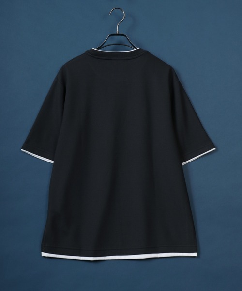 ANPAS(アンパス)の「Quick Dry Pique fabric Fake layered Easy care T-Shirt/鹿の子 フェイクレイヤード イージーケア Tシャツ 吸水速乾 防臭(Tシャツ/カットソー・メンズ・スミクロ/ネイビー/ライトグレー/アイボリー/ブルー・M/L/LL)」の9枚目の写真