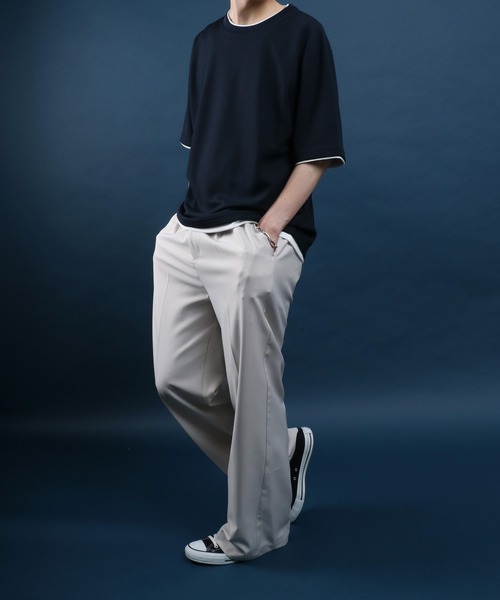 ANPAS(アンパス)の「Quick Dry Pique fabric Fake layered Easy care T-Shirt/鹿の子 フェイクレイヤード イージーケア Tシャツ 吸水速乾 防臭(Tシャツ/カットソー・メンズ・スミクロ/ネイビー/ライトグレー/アイボリー/ブルー・M/L/LL)」の21枚目の写真
