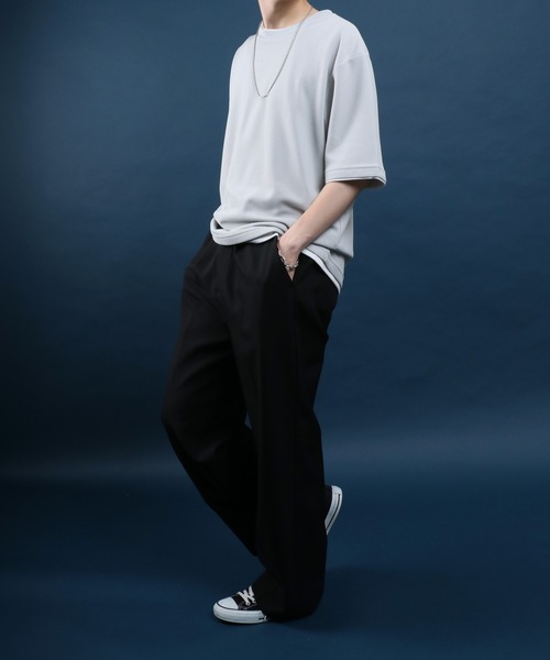 ANPAS(アンパス)の「Quick Dry Pique fabric Fake layered Easy care T-Shirt/鹿の子 フェイクレイヤード イージーケア Tシャツ 吸水速乾 防臭(Tシャツ/カットソー・メンズ・スミクロ/ネイビー/ライトグレー/アイボリー/ブルー・M/L/LL)」の19枚目の写真