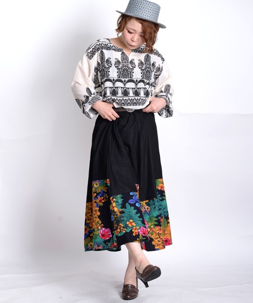 民族風裾柄 ロングスカート（スカート）｜MARAI（マーライ）の