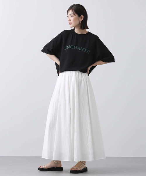 Gready Brilliant(グレディブリリアン)の「ジョーゼットロゴ5分袖Tシャツ(Tシャツ/カットソー・レディース・ブラック/オフホワイト・FREE)」の12枚目の写真
