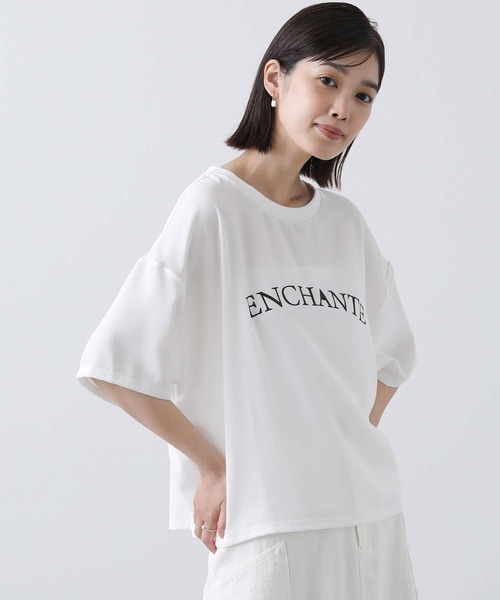 Gready Brilliant(グレディブリリアン)の「ジョーゼットロゴ5分袖Tシャツ(Tシャツ/カットソー・レディース・ブラック/オフホワイト・FREE)」の10枚目の写真