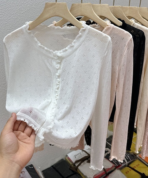gossip!ロサンゼルス(ゴシップロサンゼルス)の「YUGA サマーカーディガン(カーディガン/ボレロ・レディース・オフホワイト/ピンク/ブラック/ホワイト・FREE)」の9枚目の写真