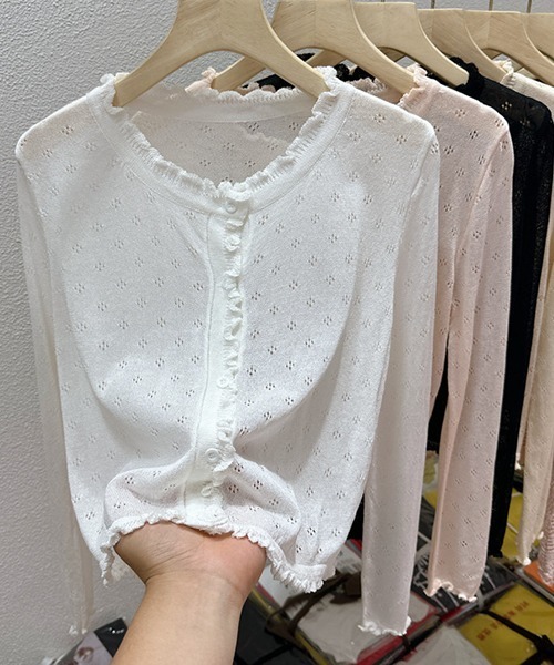 gossip!ロサンゼルス(ゴシップロサンゼルス)の「YUGA サマーカーディガン(カーディガン/ボレロ・レディース・オフホワイト/ピンク/ブラック/ホワイト・FREE)」の8枚目の写真