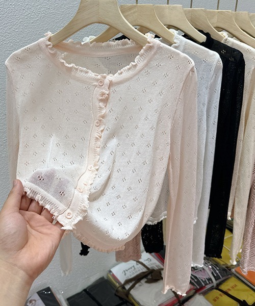 gossip!ロサンゼルス(ゴシップロサンゼルス)の「YUGA サマーカーディガン(カーディガン/ボレロ・レディース・オフホワイト/ピンク/ブラック/ホワイト・FREE)」の5枚目の写真