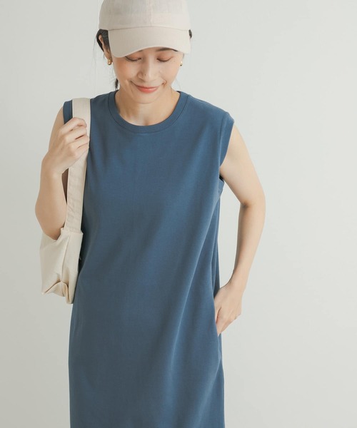 URBAN RESEARCH DOORS(アーバンリサーチドアーズ)の「USAコットンノースリーブカットワンピース(ワンピース・レディース・ブラック/ブルー/グレー・MEDIUM)」の3枚目の写真
