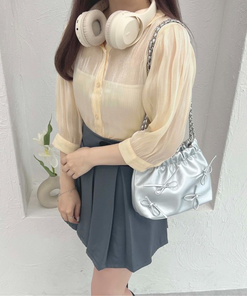 apres jour(アプレジュール)の「パフスリーブラメシアーシャツ【ZOZOTOWN限定アイテム】(シャツ/ブラウス・レディース・ブルー/ピンク/ミント/イエロー・X-LARGE/フリー)」の14枚目の写真
