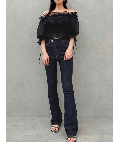 dazzlin(ダズリン)の「2WAYシアーギャザーシャーリングブラウス(シャツ/ブラウス・レディース・ブラック/グリーン/オフホワイト・FREE)」の6枚目の写真