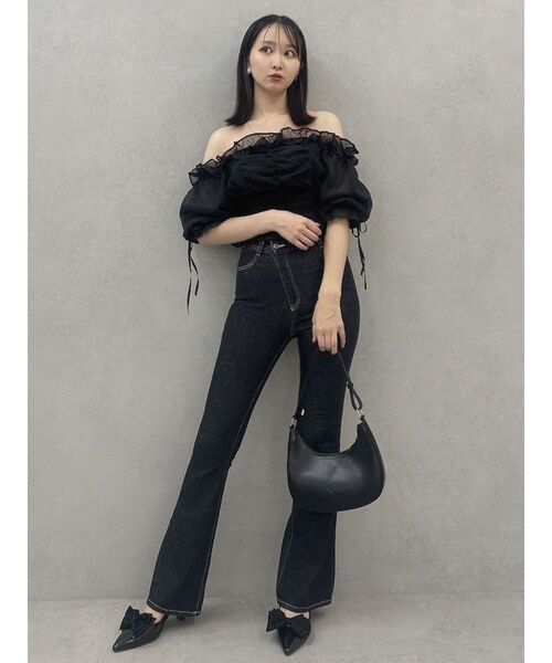 dazzlin(ダズリン)の「2WAYシアーギャザーシャーリングブラウス(シャツ/ブラウス・レディース・ブラック/グリーン/オフホワイト・FREE)」の12枚目の写真