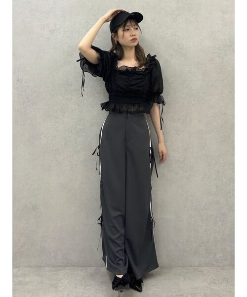 dazzlin(ダズリン)の「2WAYシアーギャザーシャーリングブラウス(シャツ/ブラウス・レディース・ブラック/グリーン/オフホワイト・FREE)」の20枚目の写真