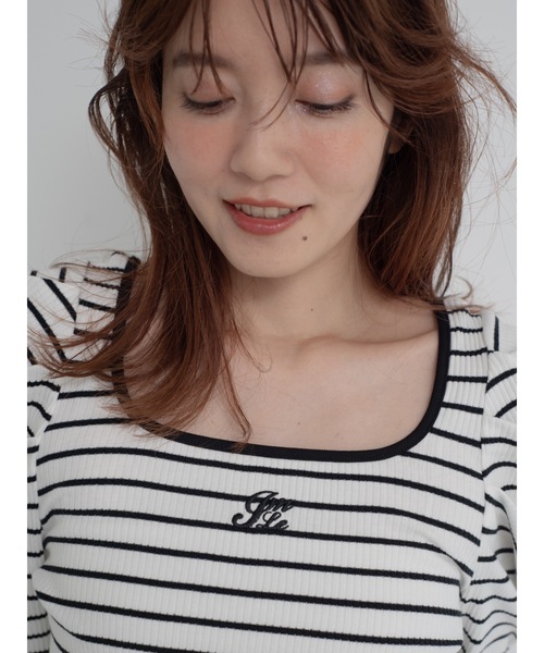 JUMELLE（ジュメロ）の「piping border rib top（Tシャツ/カットソー・レディース・ホワイト/グレー・FREE）」の8枚目の写真