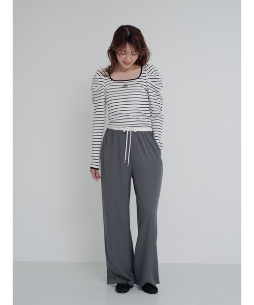 piping border rib top（Tシャツ/カットソー）｜jumelle