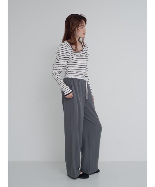 JUMELLE（ジュメロ）の「piping border rib top（Tシャツ/カットソー・レディース・ホワイト/グレー・FREE）」の10枚目の写真