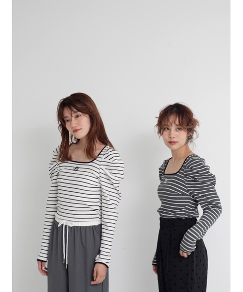 JUMELLE（ジュメロ）の「piping border rib top（Tシャツ/カットソー・レディース・ホワイト/グレー・FREE）」の15枚目の写真