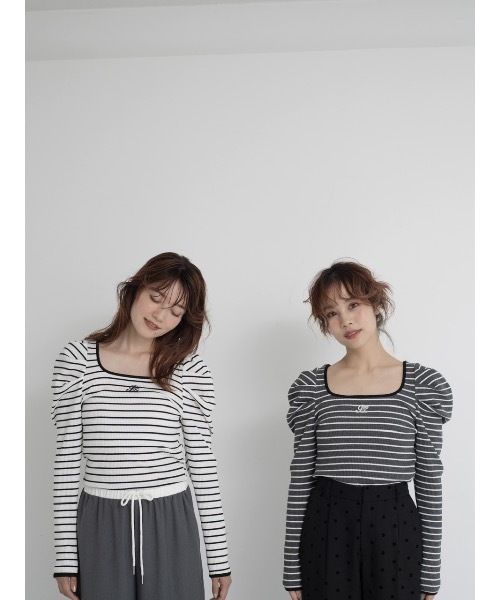 piping border rib top（Tシャツ/カットソー）｜jumelle