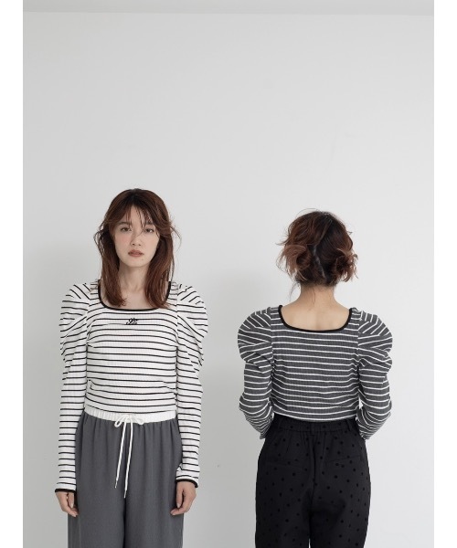 tシャツ piping border rib top レディース piping border rib top（Tシャツ/カットソー）｜jumelle