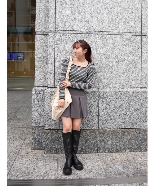 JUMELLE（ジュメロ）の「piping border rib top（Tシャツ/カットソー・レディース・ホワイト/グレー・FREE）」の21枚目の写真