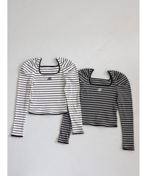 tシャツ piping border rib top レディース piping border rib top（Tシャツ/カットソー）｜jumelle