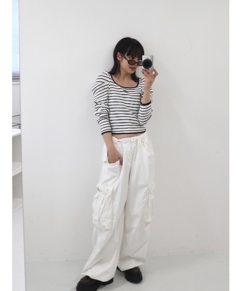 tシャツ piping border rib top レディース piping border rib top（Tシャツ/カットソー）｜jumelle