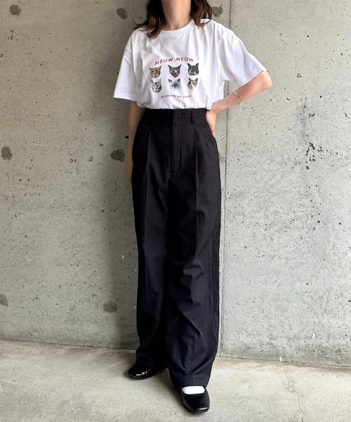 cuorequal（クオレコール）の「CATプリント半袖Tシャツ（Tシャツ/カットソー・レディース・ホワイト・MEDIUM/LARGE/SMALL）」の6枚目の写真