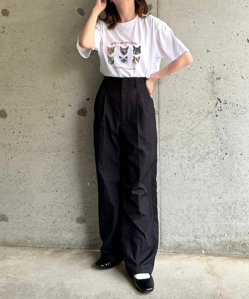 cuorequal（クオレコール）の「CATプリント半袖Tシャツ（Tシャツ/カットソー・レディース・ホワイト・MEDIUM/LARGE/SMALL）」の7枚目の写真