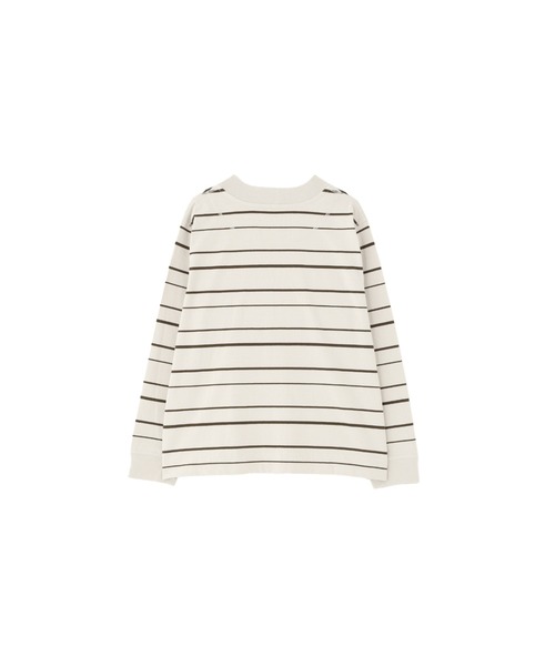 MHL.（エムエイチエル）の「SHADOW STRIPE JERSEY（Tシャツ/カットソー・レディース・オフホワイト/チャコール・2）」の3枚目の写真