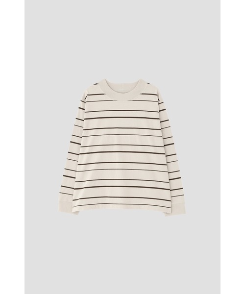 MHL.（エムエイチエル）の「SHADOW STRIPE JERSEY（Tシャツ/カットソー・レディース・オフホワイト/チャコール・2）」の9枚目の写真