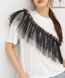 Wチュールフリル 半袖Tシャツ