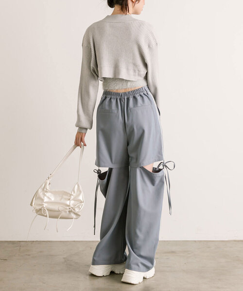 OLIVE des OLIVE(オリーブデオリーブ)の「【S/Mサイズ展開】サイドスリットリボンスラックスパンツ(スラックス・レディース・サックスブルー/チャコールグレー/ブラック・MEDIUM/SMALL)」の6枚目の写真