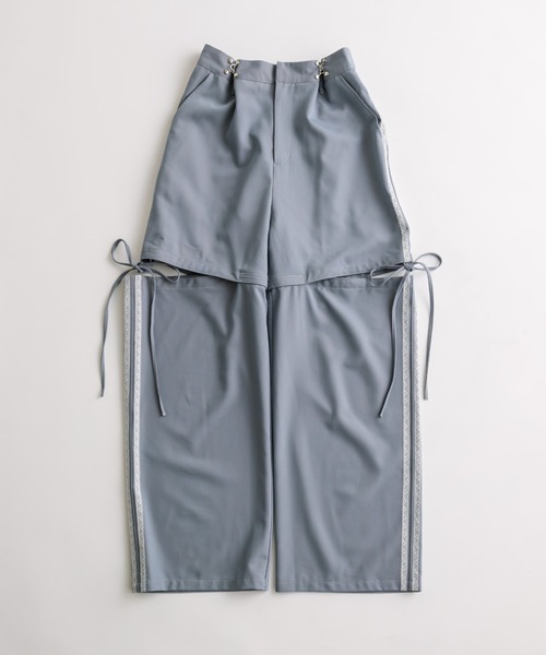 OLIVE des OLIVE(オリーブデオリーブ)の「【S/Mサイズ展開】サイドスリットリボンスラックスパンツ(スラックス・レディース・サックスブルー/チャコールグレー/ブラック・MEDIUM/SMALL)」の1枚目の写真