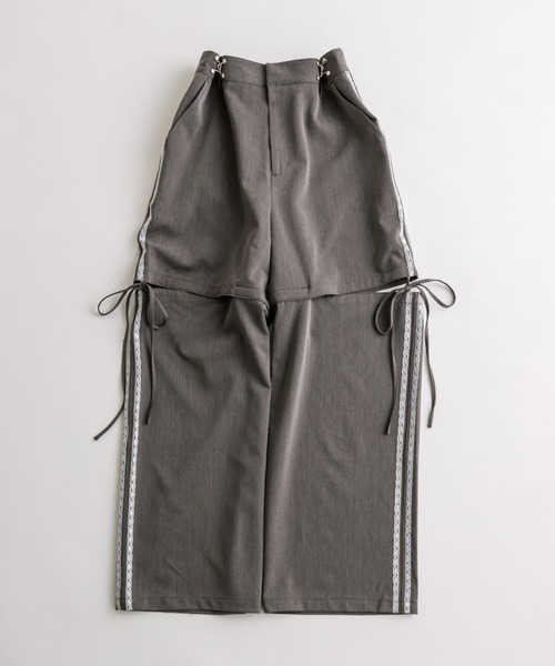 OLIVE des OLIVE(オリーブデオリーブ)の「【S/Mサイズ展開】サイドスリットリボンスラックスパンツ(スラックス・レディース・サックスブルー/チャコールグレー/ブラック・MEDIUM/SMALL)」の3枚目の写真
