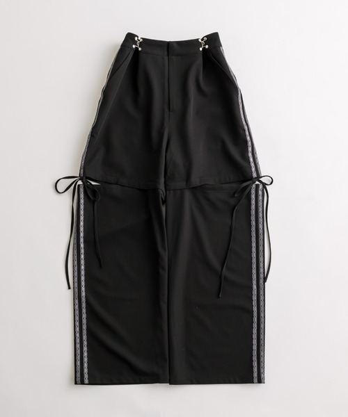 OLIVE des OLIVE(オリーブデオリーブ)の「【S/Mサイズ展開】サイドスリットリボンスラックスパンツ(スラックス・レディース・サックスブルー/チャコールグレー/ブラック・MEDIUM/SMALL)」の2枚目の写真