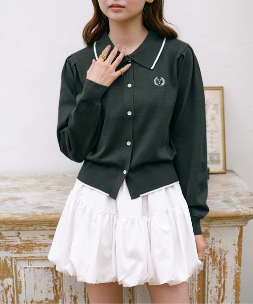 セール】ゆづき / ライン配色ポロニットカーディガン made in INTER