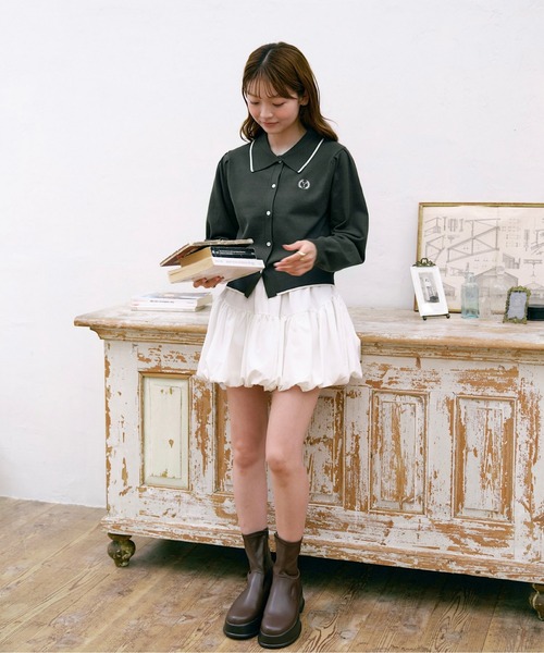 INTER FACTORY（インターファクトリー）の「ゆづき / ライン配色ポロニットカーディガン　made in INTER FACTORY（カーディガン/ボレロ・レディース・グリーン/ピンク/ネイビー・FREE）」の18枚目の写真