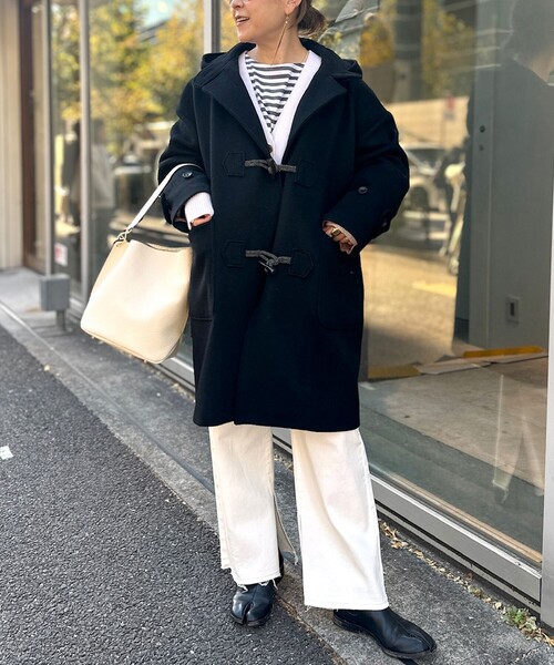 kuri様新品 タグ付 ノーカラー ダッフルコート 定価49,500円 callautia（カラウティア） ダッフルコート コート オーバーダッフル